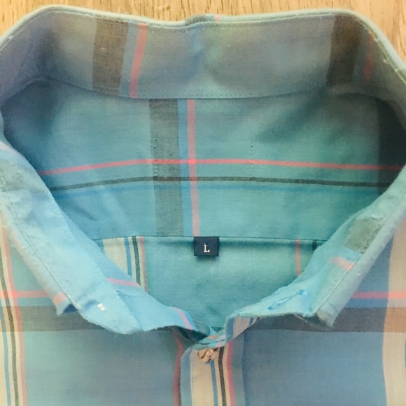 VTG Super Thin Soft Light Blue Plaid L/S Collared Buttondown Large Casual Shirt - Picture 4 of 4
